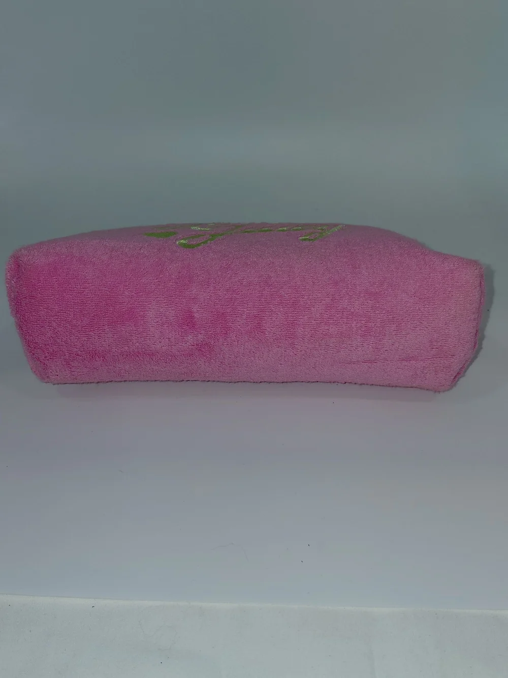 Y2K Juicy Couture Pink 'Love Juicy' Zip Terry Cloth Cosmetic Pouch VGC